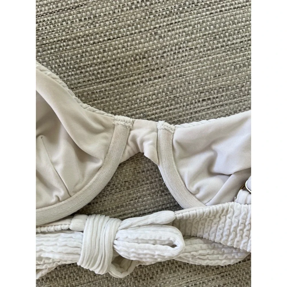 Monday Swimwear Formentera Petite White Sand Crinkle Bikini Top Underwire